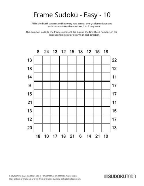 Frame Sudoku - Easy - 10