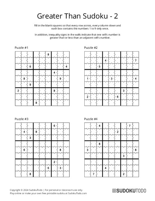 Greater Than Sudoku - 2