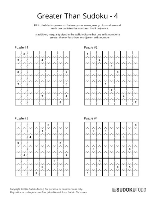 Greater Than Sudoku - 4