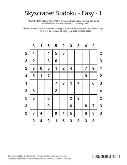 Skyscraper Sudoku - Easy - 1