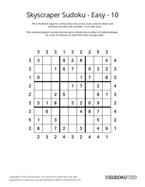 Skyscraper Sudoku - Easy - 10