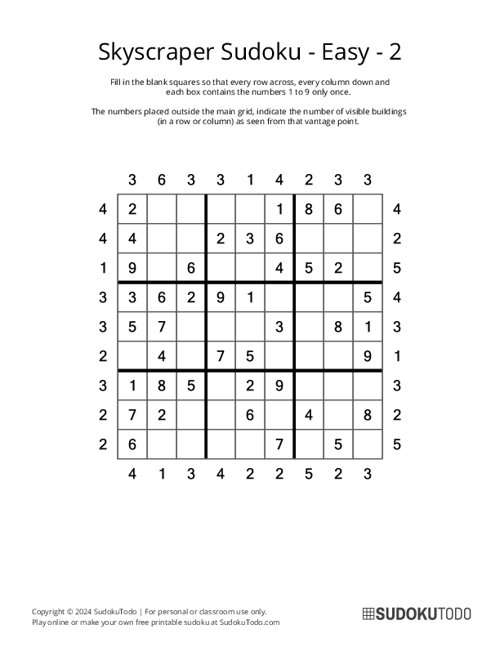 Skyscraper Sudoku - Easy - 2
