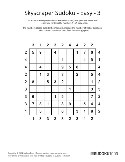 Skyscraper Sudoku - Easy - 3