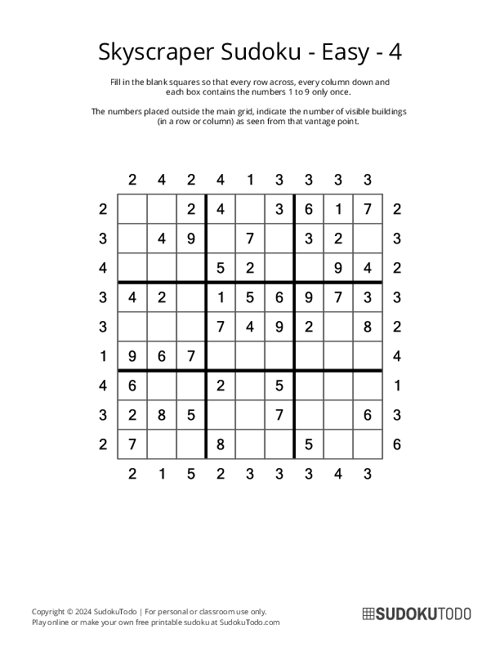 Skyscraper Sudoku - Easy - 4