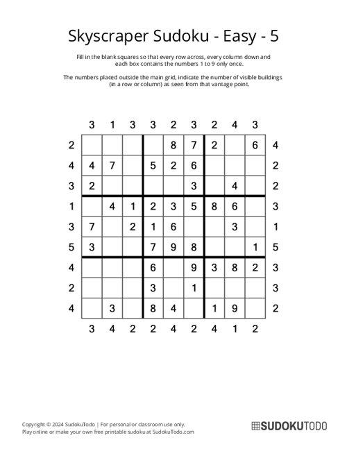 Skyscraper Sudoku - Easy - 5