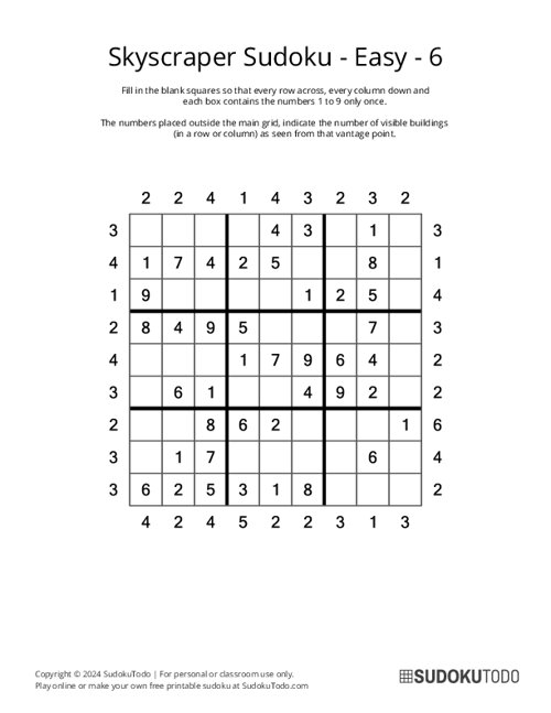 Skyscraper Sudoku - Easy - 6