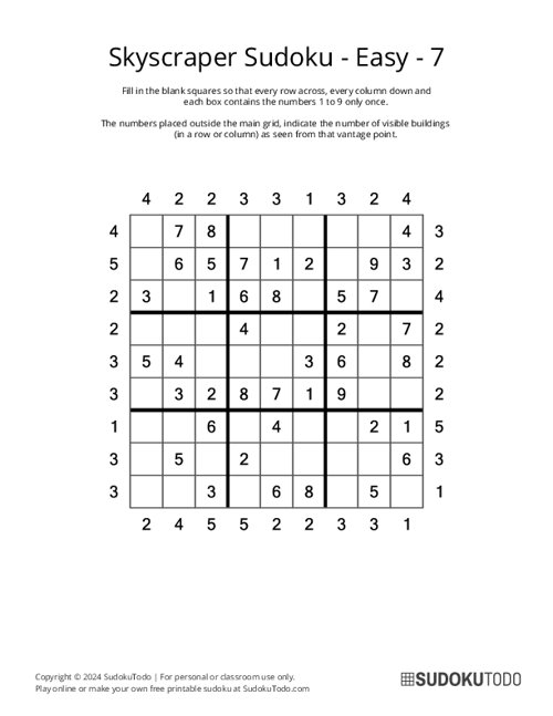 Skyscraper Sudoku - Easy - 7