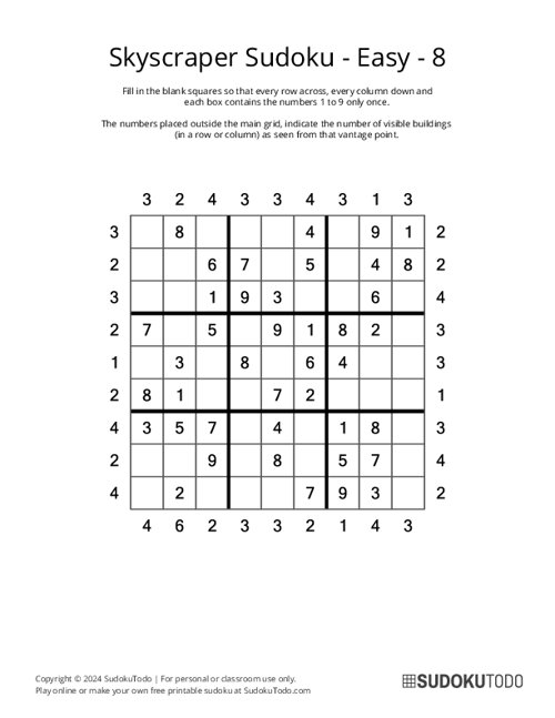 Skyscraper Sudoku - Easy - 8