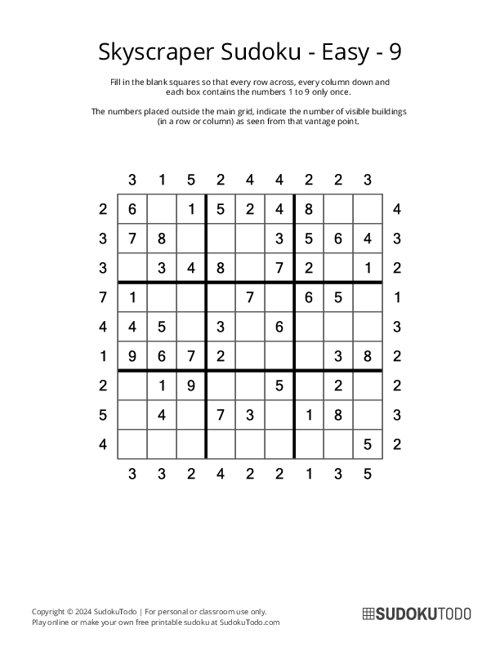 Skyscraper Sudoku - Easy - 9