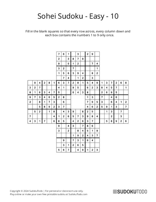 Sohei Sudoku - Easy - 10