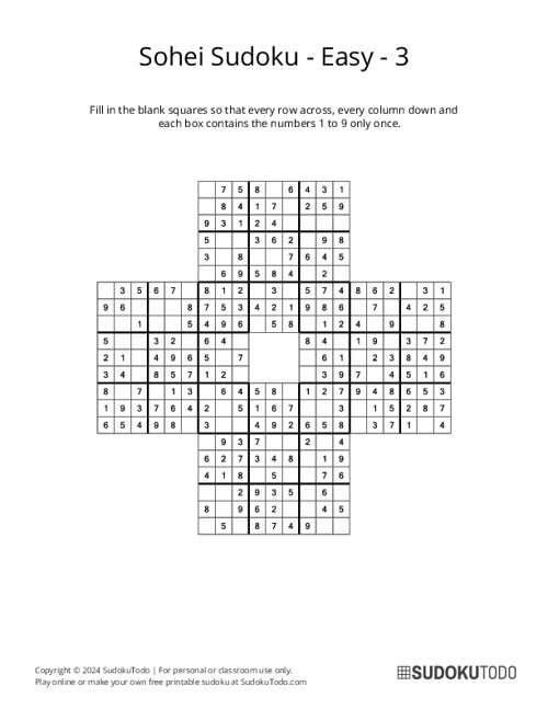 Sohei Sudoku - Easy - 3