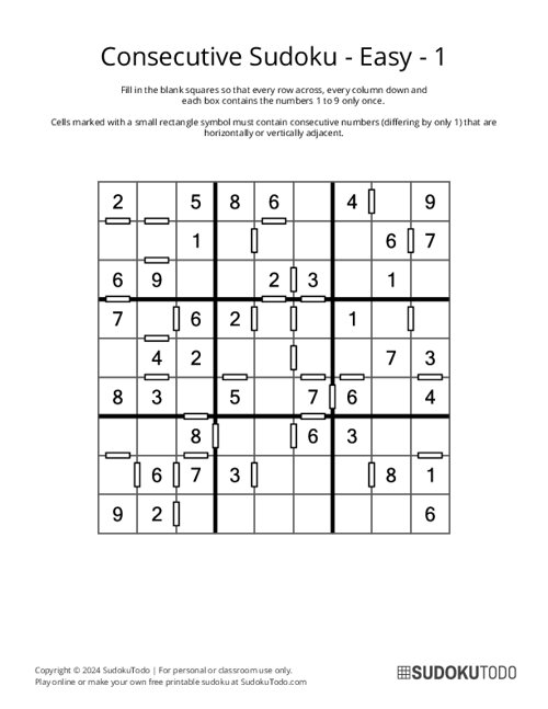 Consecutive Sudoku - Easy - 1