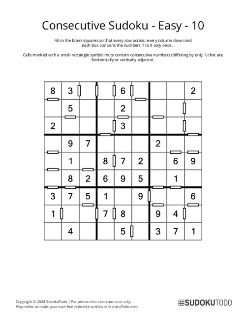 Consecutive Sudoku - Easy - 10