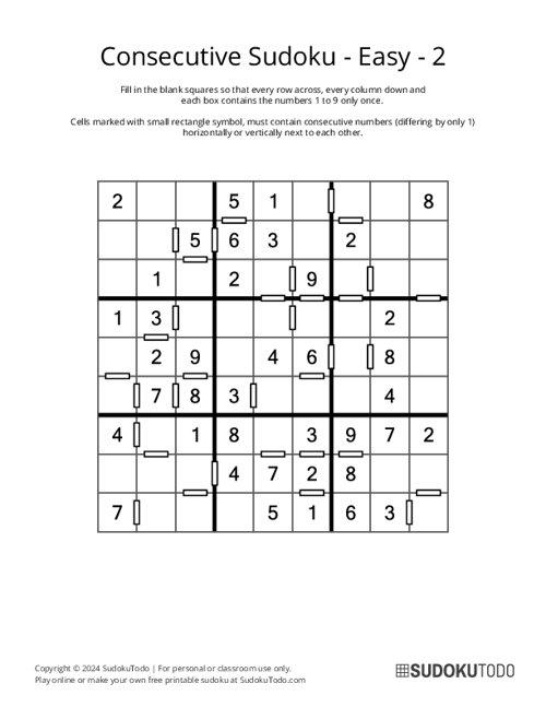 Consecutive Sudoku - Easy - 2