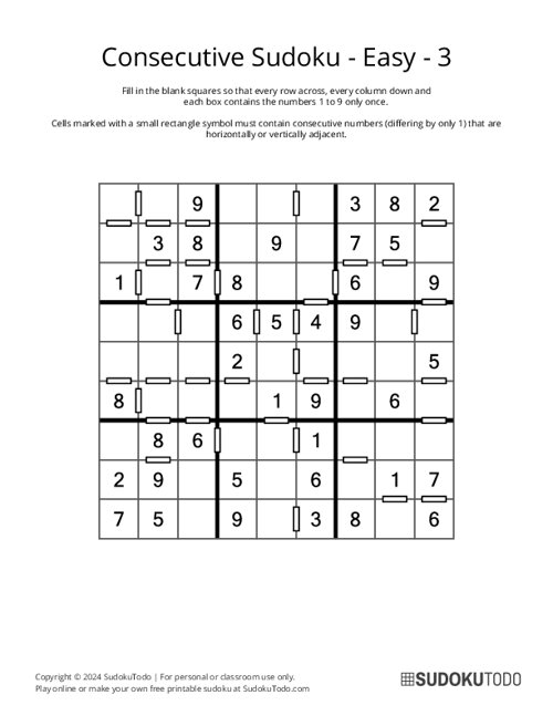 Consecutive Sudoku - Easy - 3