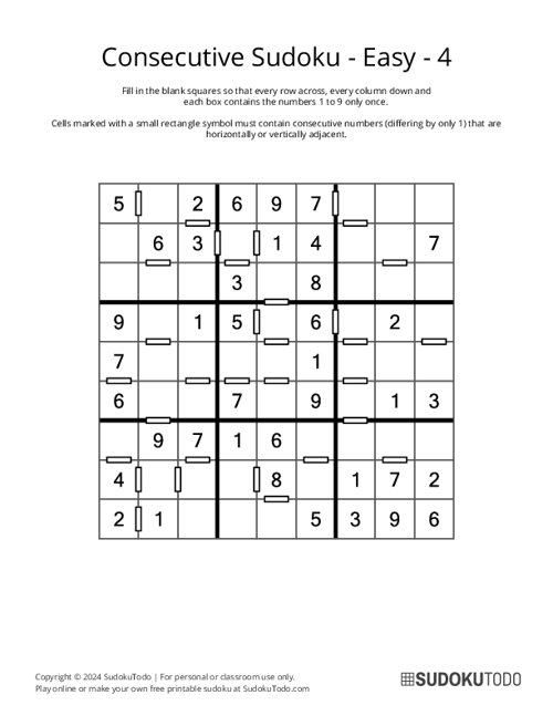 Consecutive Sudoku - Easy - 4