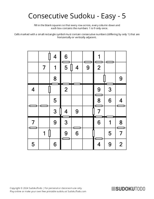 Consecutive Sudoku - Easy - 5