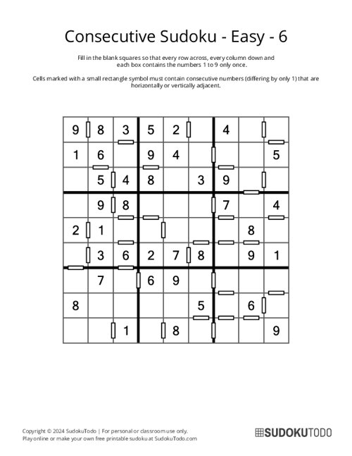 Consecutive Sudoku - Easy - 6