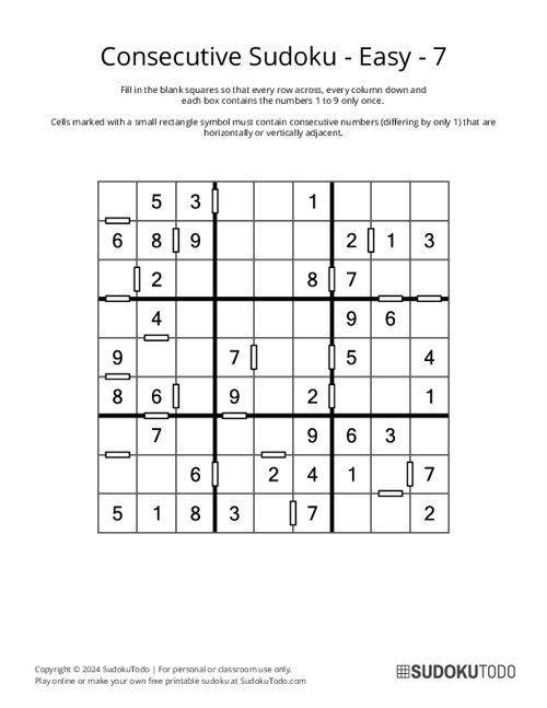 Consecutive Sudoku - Easy - 7
