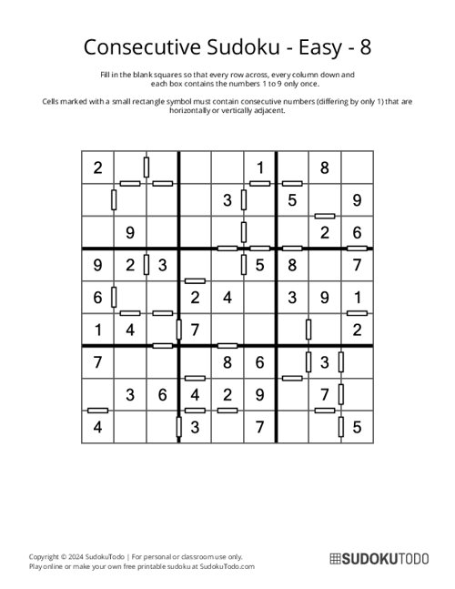 Consecutive Sudoku - Easy - 8