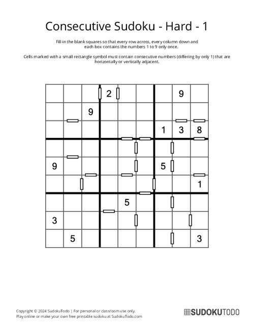 Consecutive Sudoku - Hard - 1