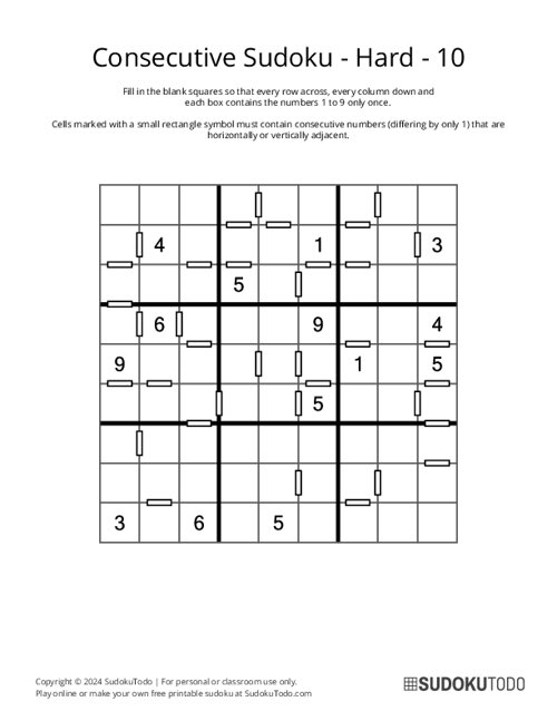 Consecutive Sudoku - Hard - 10