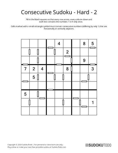 Consecutive Sudoku - Hard - 2