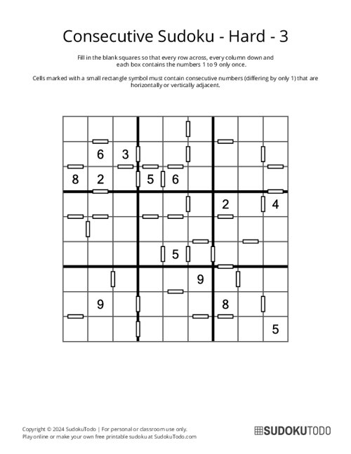 Consecutive Sudoku - Hard - 3