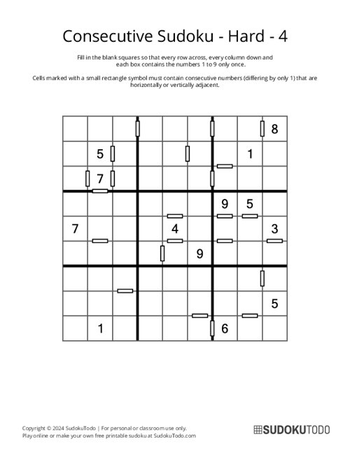 Consecutive Sudoku - Hard - 4