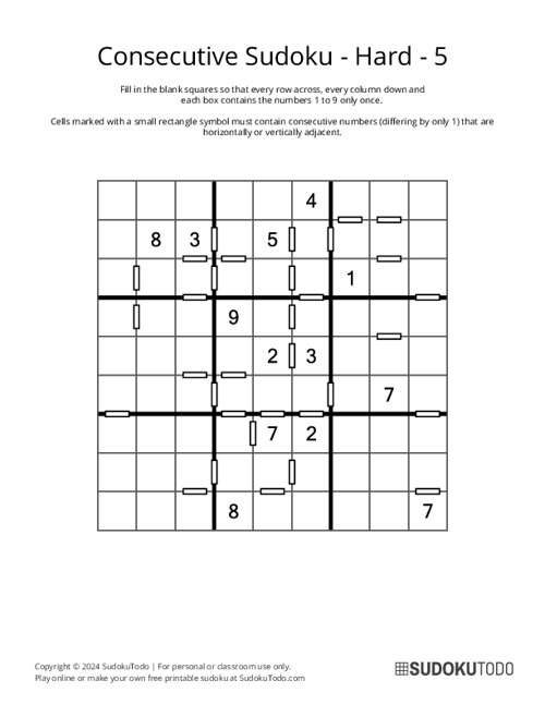 Consecutive Sudoku - Hard - 5