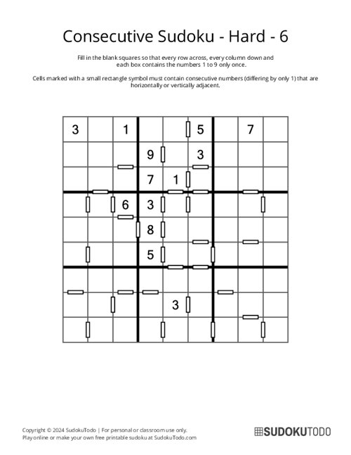 Consecutive Sudoku - Hard - 6