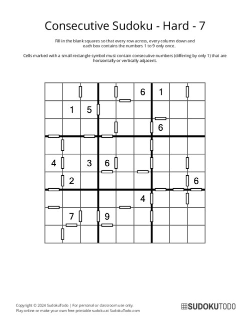 Consecutive Sudoku - Hard - 7