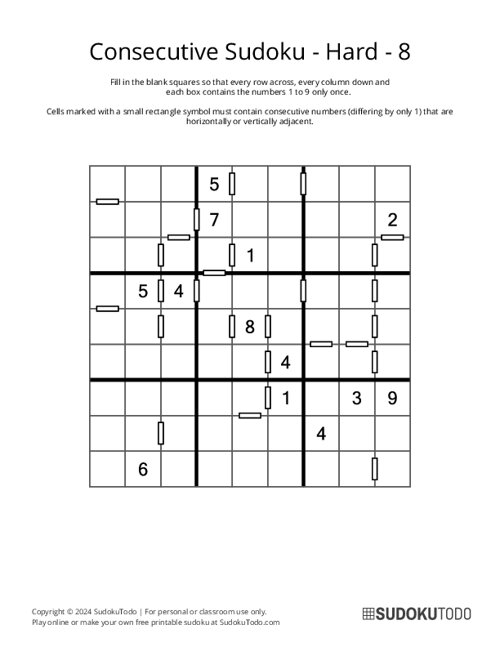 Consecutive Sudoku - Hard - 8