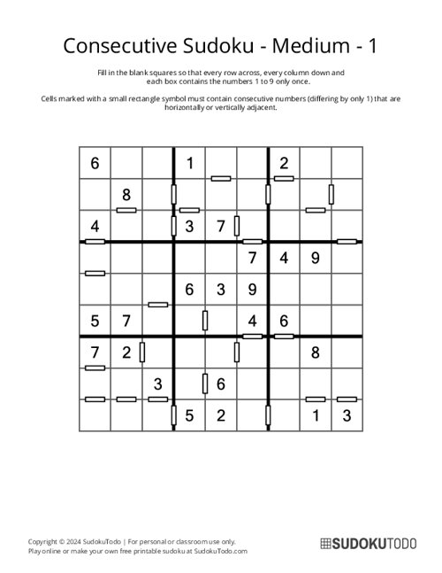 Consecutive Sudoku - Medium - 1