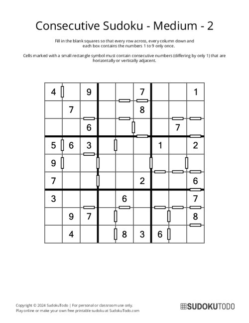 Consecutive Sudoku - Medium - 2