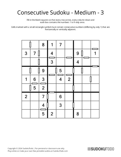 Consecutive Sudoku - Medium - 3