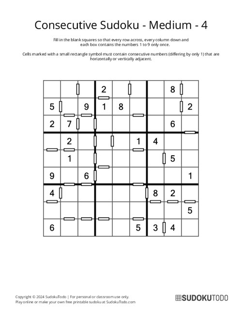 Consecutive Sudoku - Medium - 4