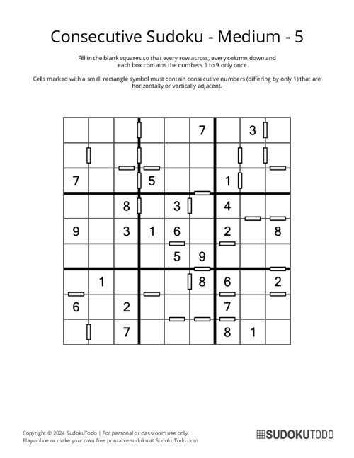 Consecutive Sudoku - Medium - 5