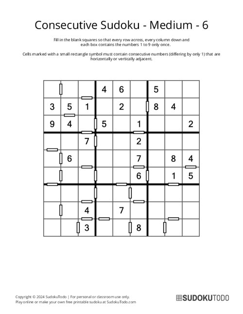 Consecutive Sudoku - Medium - 6