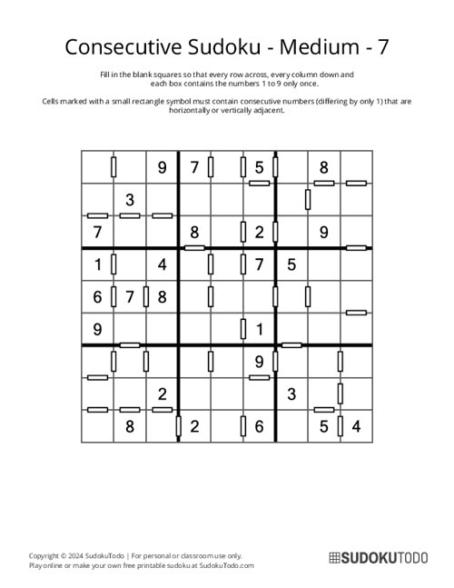 Consecutive Sudoku - Medium - 7