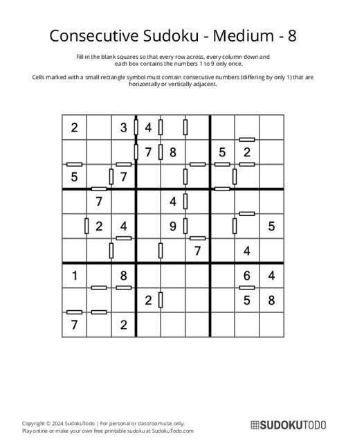 Consecutive Sudoku - Medium - 8