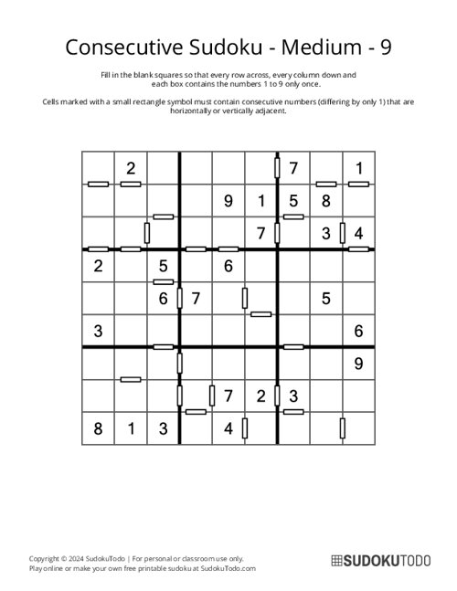 Consecutive Sudoku - Medium - 9