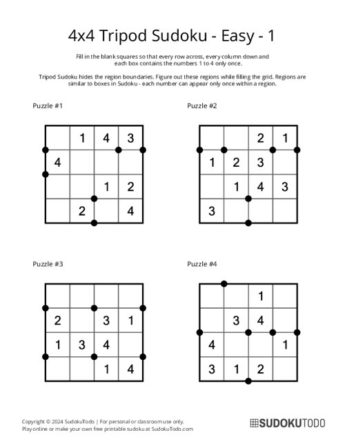4x4 Tripod Sudoku - Easy - 1