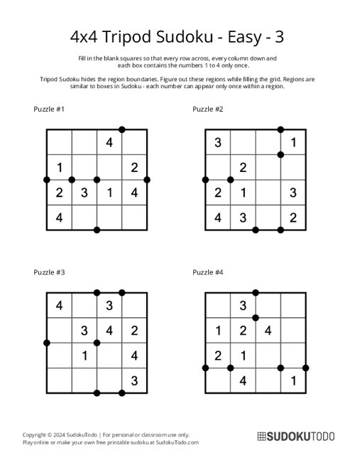 4x4 Tripod Sudoku - Easy - 3
