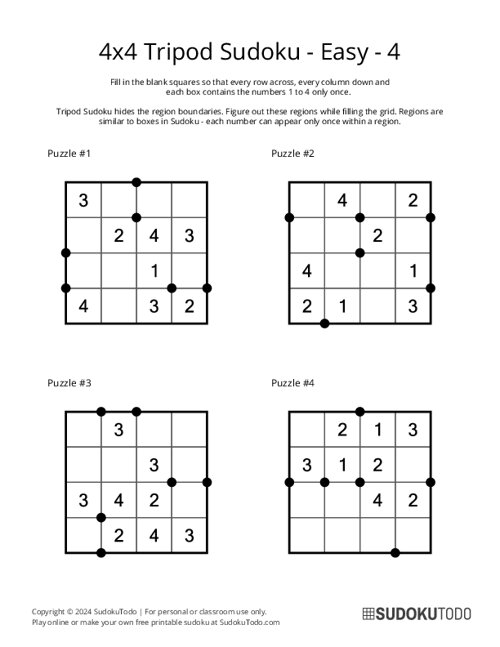 4x4 Tripod Sudoku - Easy - 4