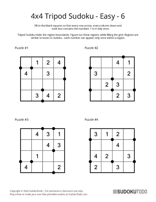4x4 Tripod Sudoku - Easy - 6