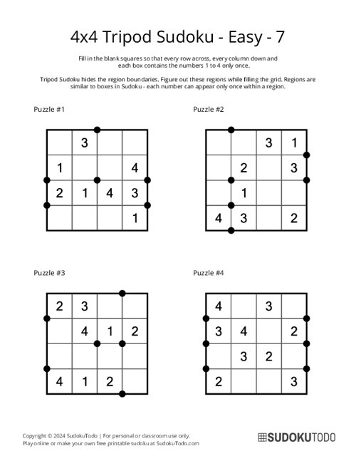 4x4 Tripod Sudoku - Easy - 7