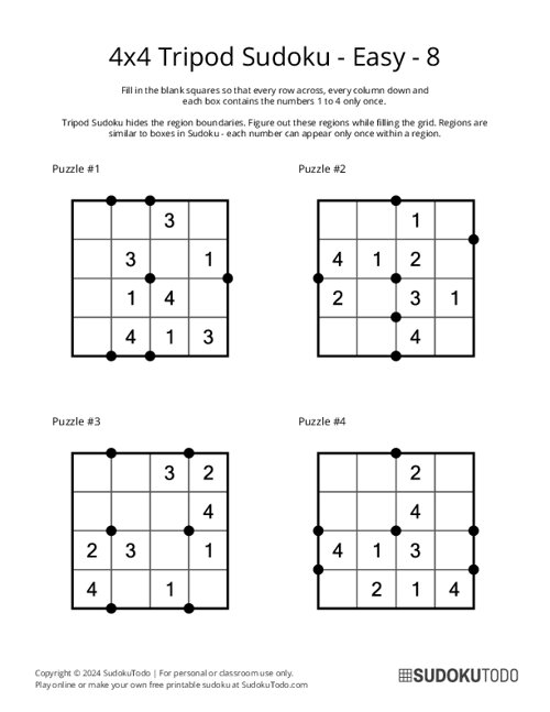 4x4 Tripod Sudoku - Easy - 8