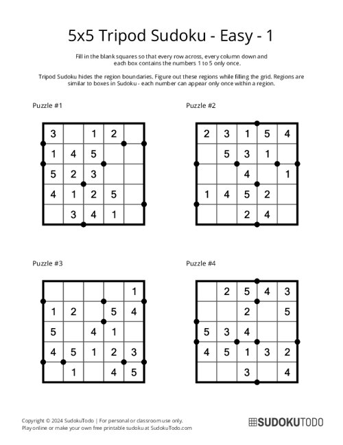 5x5 Tripod Sudoku - Easy - 1