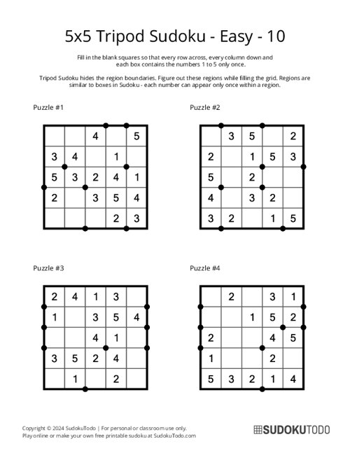 5x5 Tripod Sudoku - Easy - 10